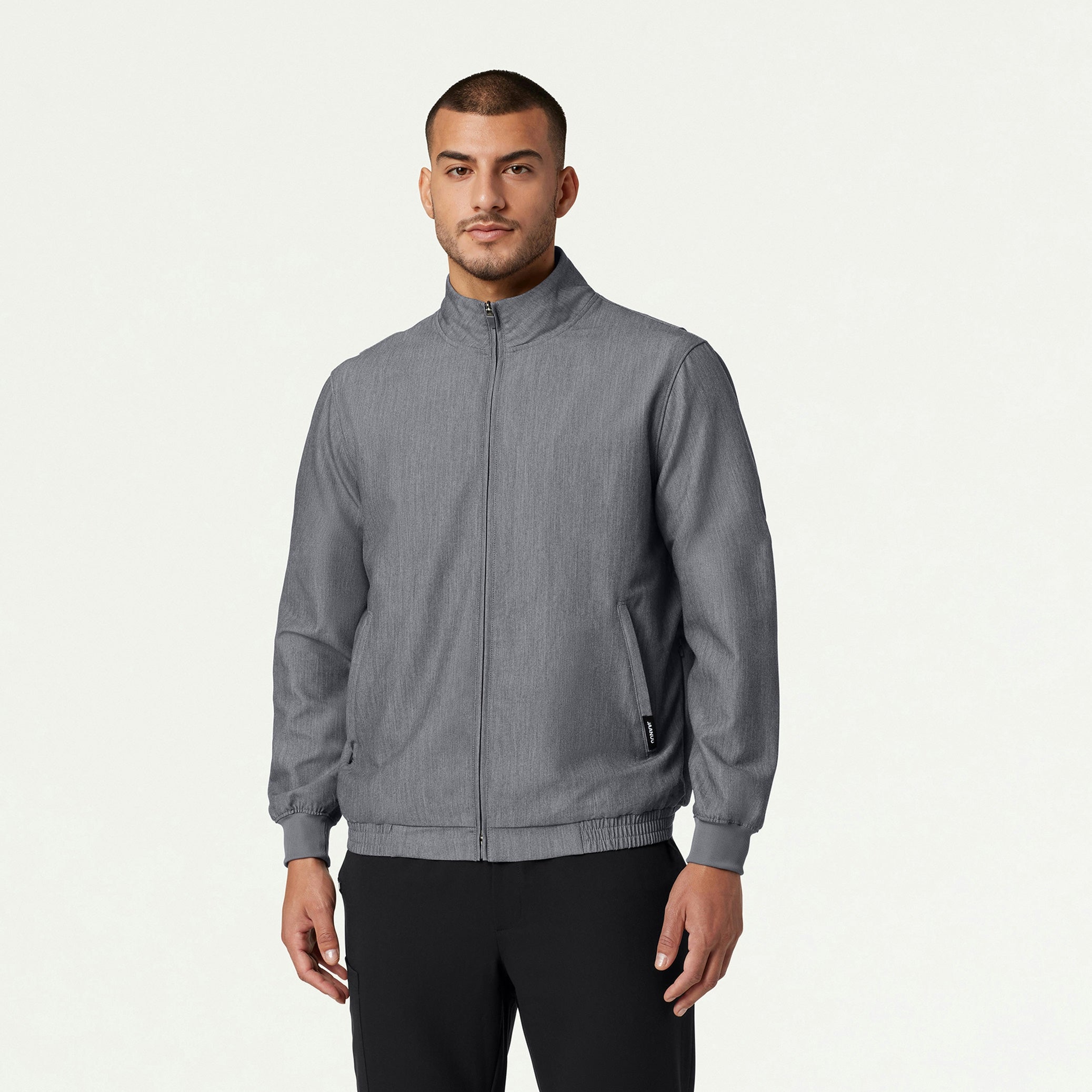 Wolfe Everyday 6-Pocket Scrub Jacket - Heather Gray