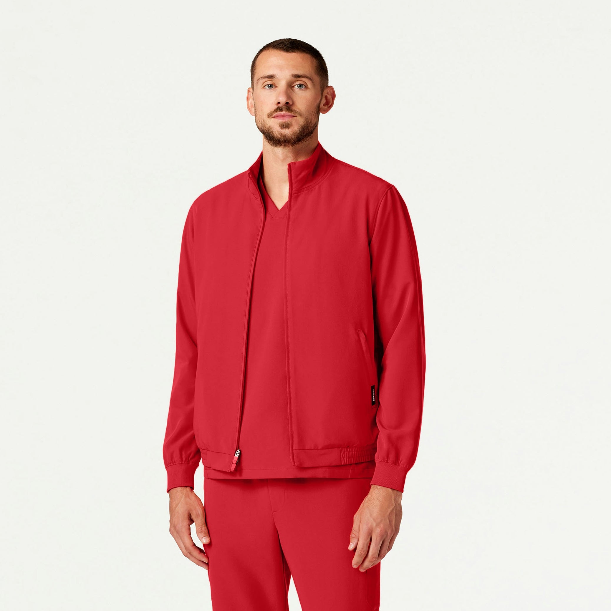 Wolfe Everyday 6-Pocket Scrub Jacket - Brilliant Red