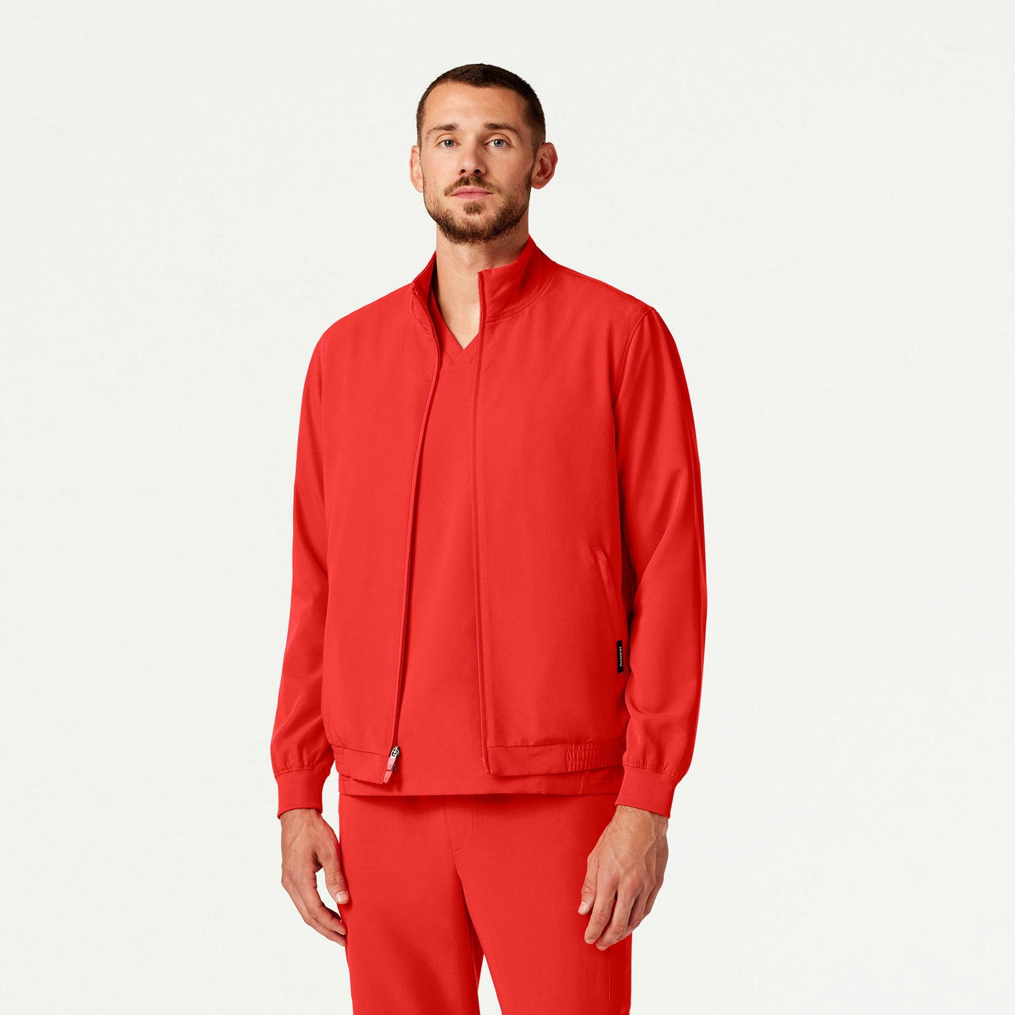 Wolfe Everyday 6-Pocket Scrub Jacket - Solar Red