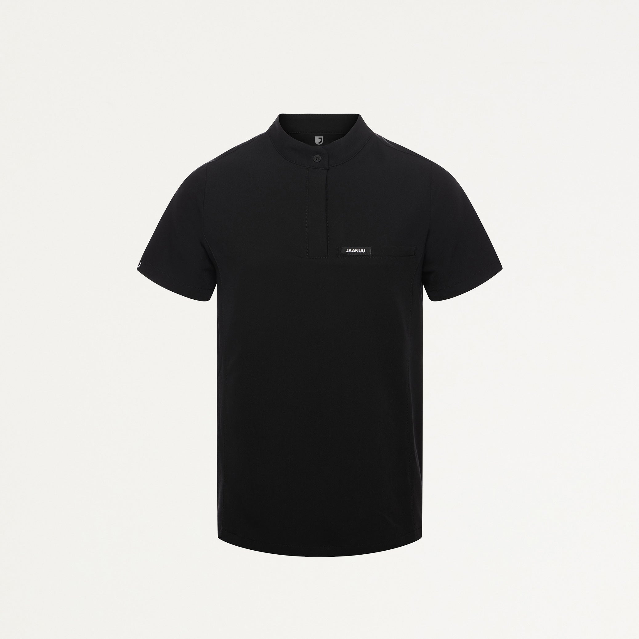 Savi Tuck-In Stand-Collar Scrub Top - Black