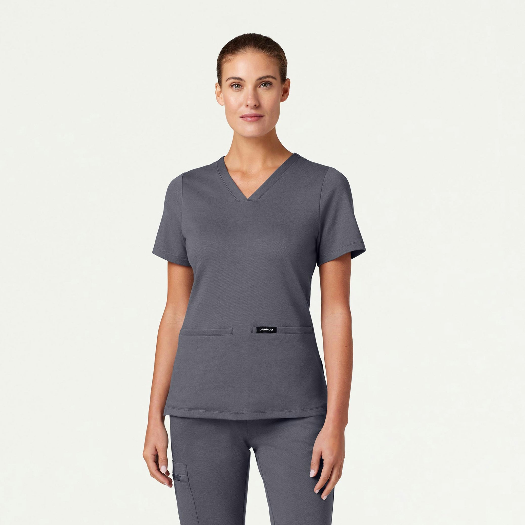 Cesi Slim UltraSOFT Scrub Top - Heather Gray