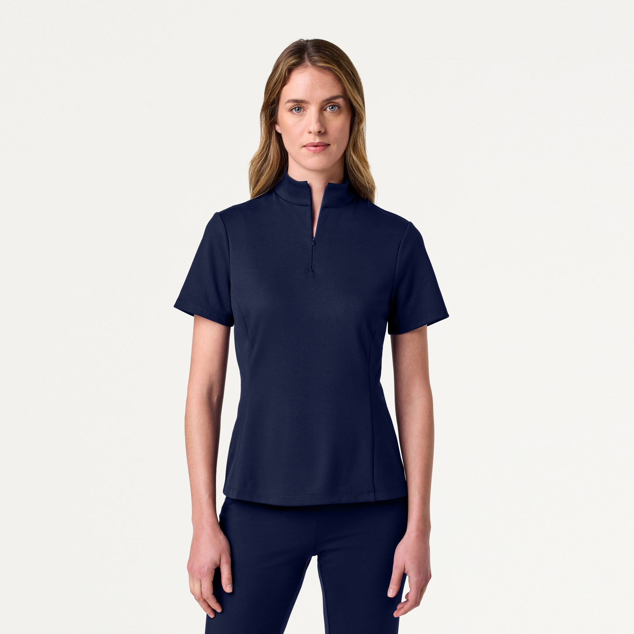 Astra Slim Half-Zip UltraSOFT Scrub Top - Midnight Navy