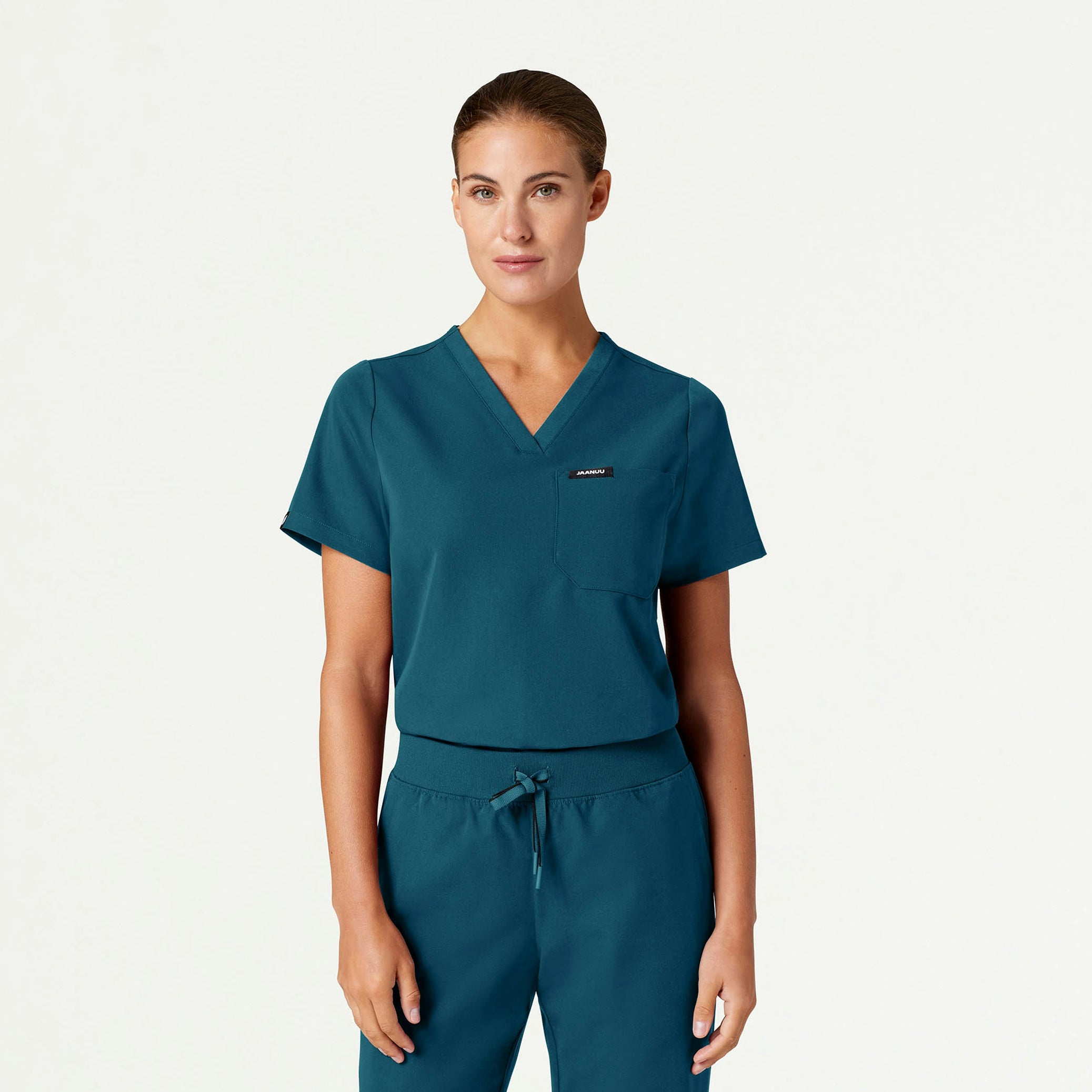 Rhena Essential 1-Pocket Scrub Top - Caribbean Blue