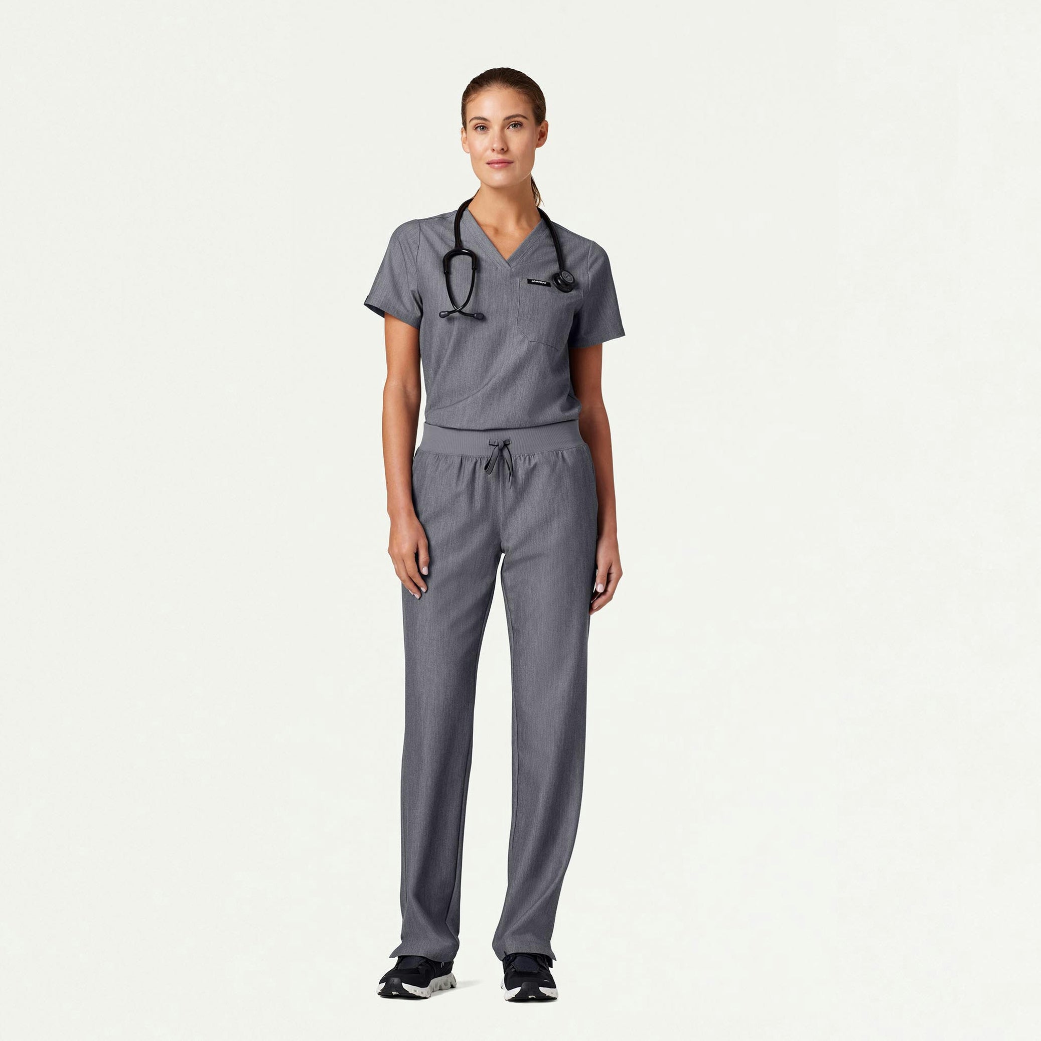 Xenos Essential Knit-Waist Scrub Pant - Heather Gray