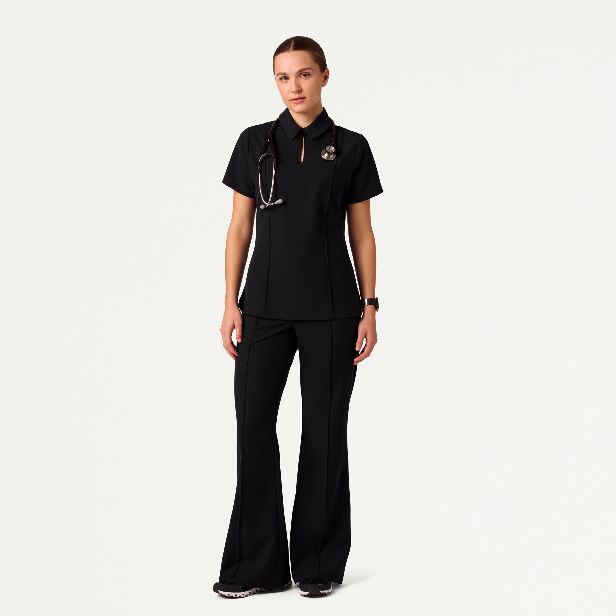 Kori Slim High Waisted Scrub Pant - Black