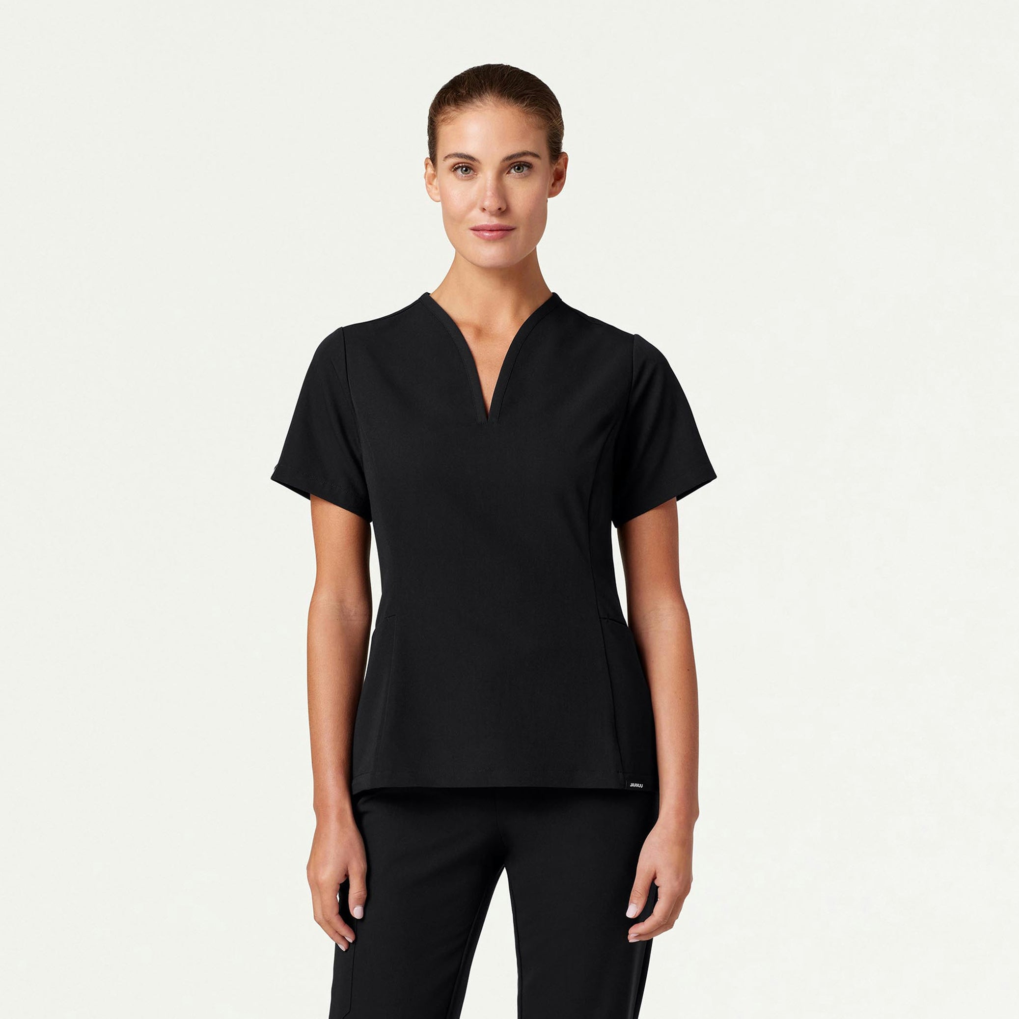 Calix Fit & Flare Scrub Top - Black