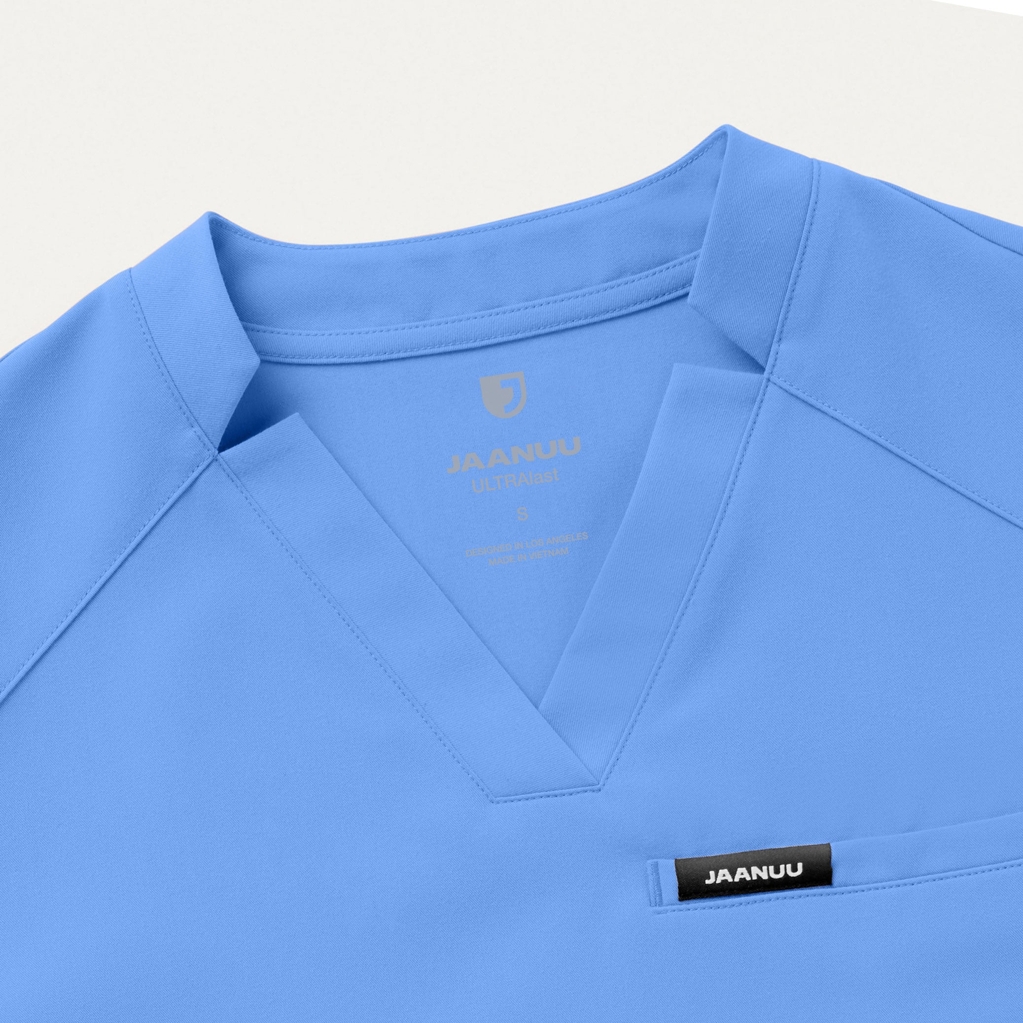 Helia Slim Notched V-Neck Scrub Top - Ceil Blue