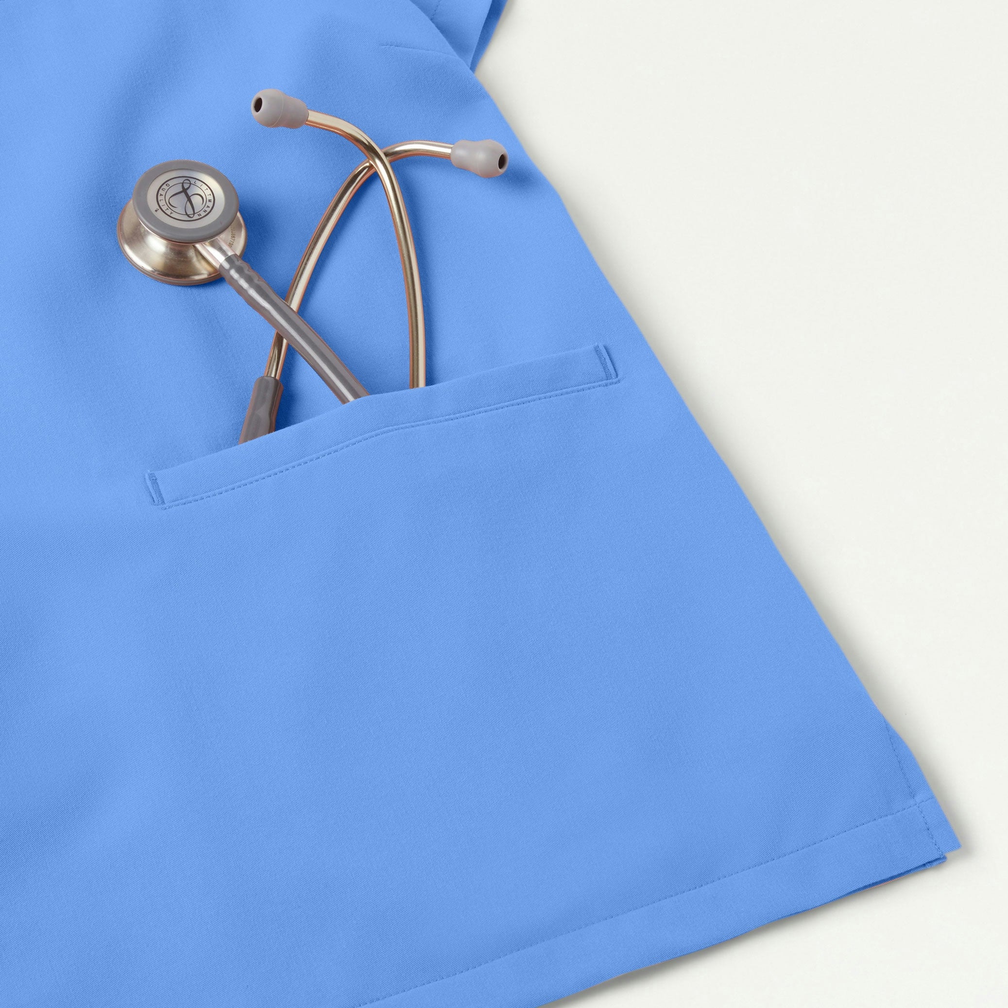Helia Slim Notched V-Neck Scrub Top - Ceil Blue
