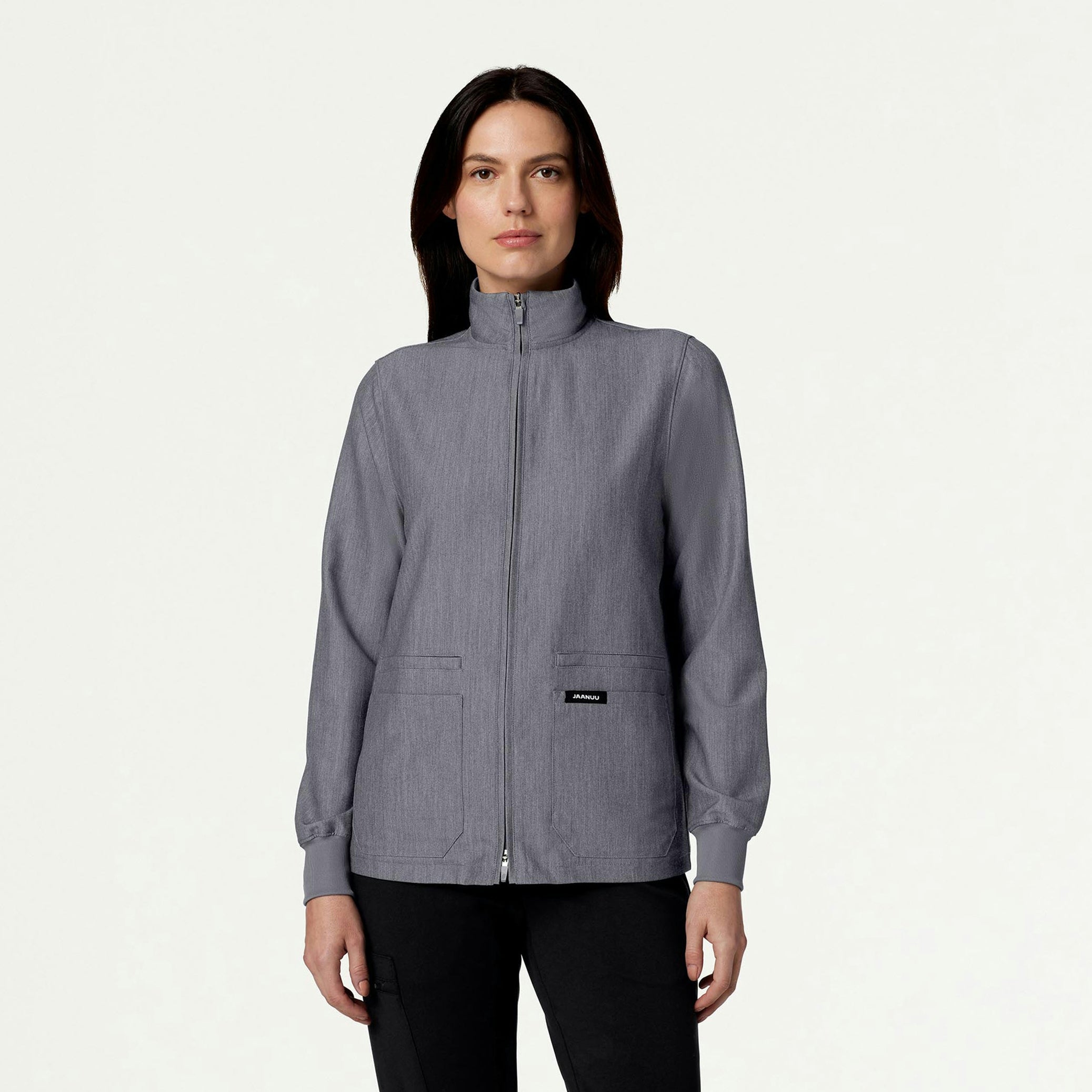 Ceri Essential 6-Pocket Scrub Jacket - Heather Gray