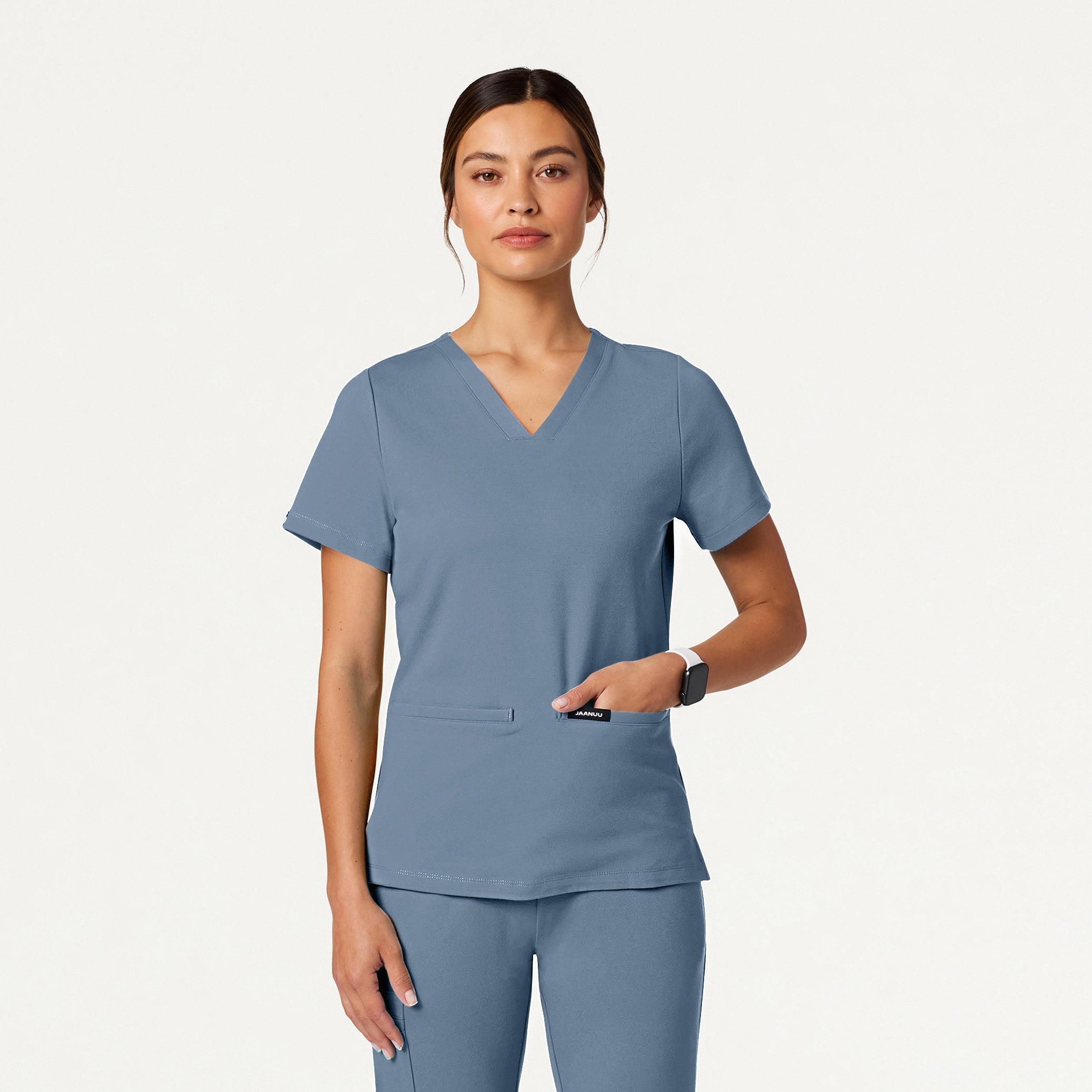 Cesi Slim UltraSOFT Scrub Top - Storm Blue