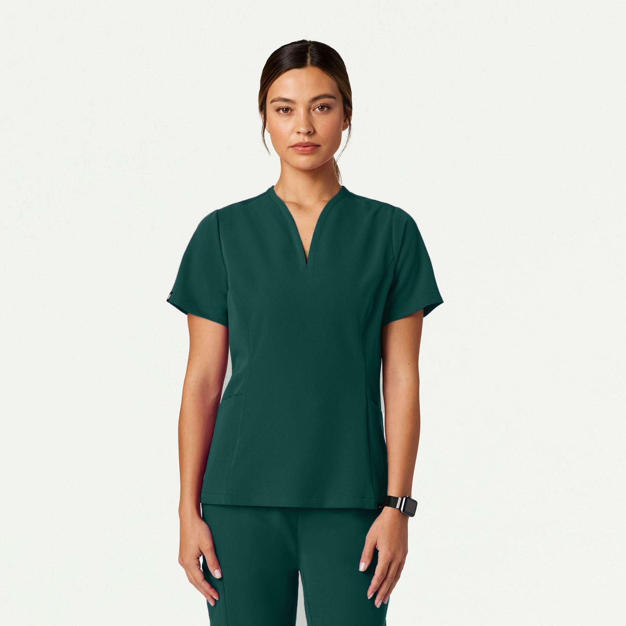 Calix Fit & Flare Scrub Top - Midnight Green