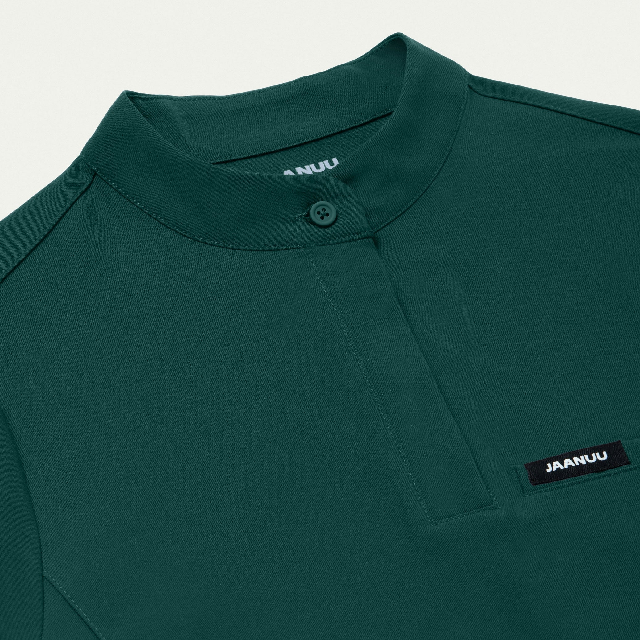 Savi Tuck-In Stand-Collar Scrub Top - Midnight Green