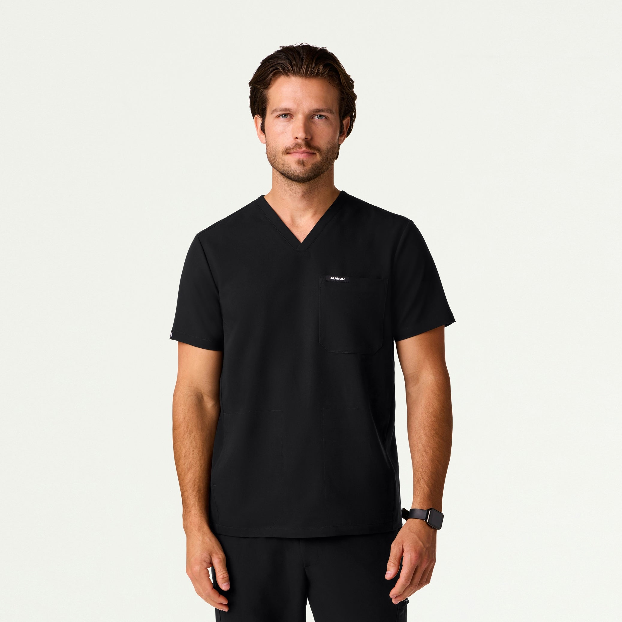 Bron 3-Pocket Scrub Top - Black