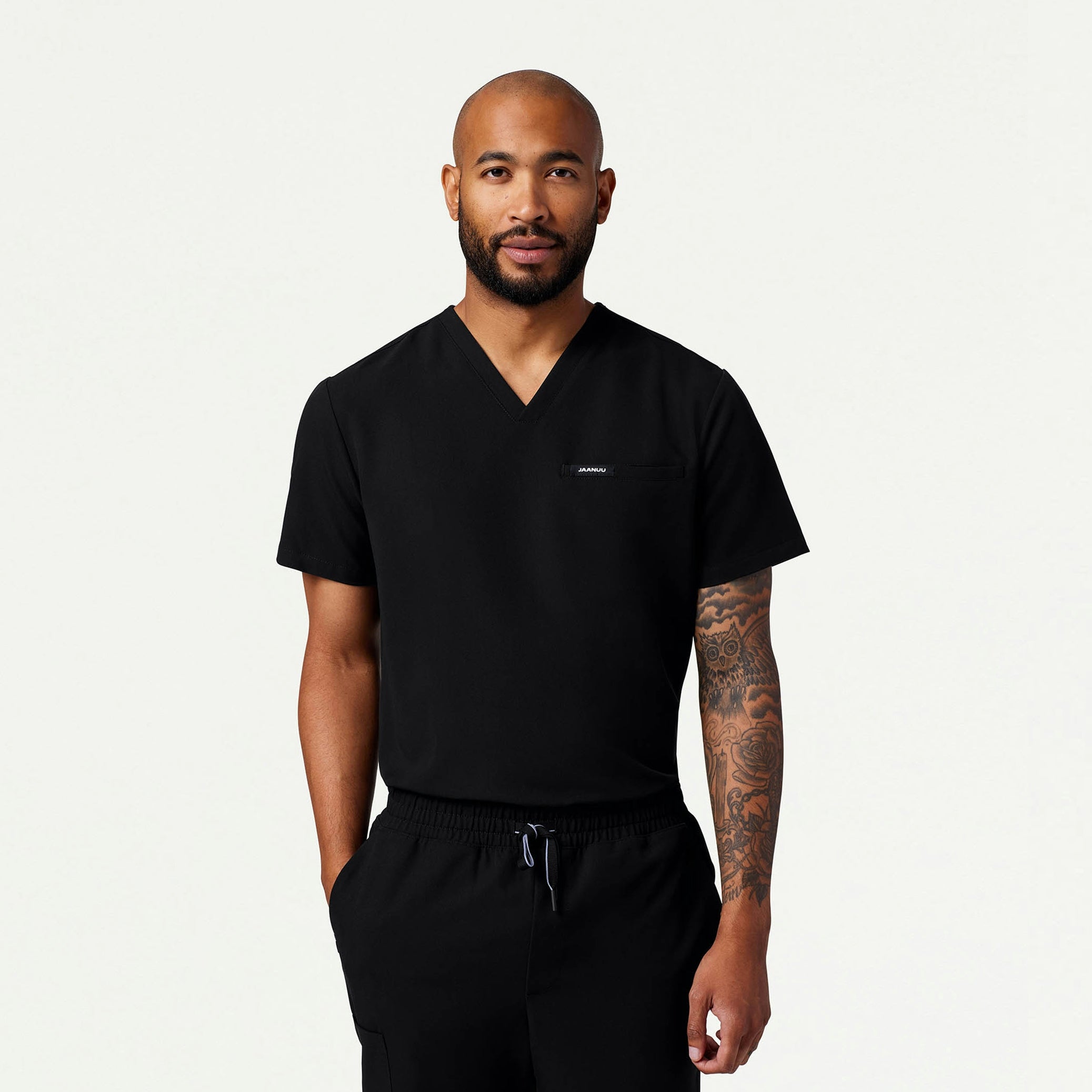 Romin 1-Pocket Scrub Top - Black