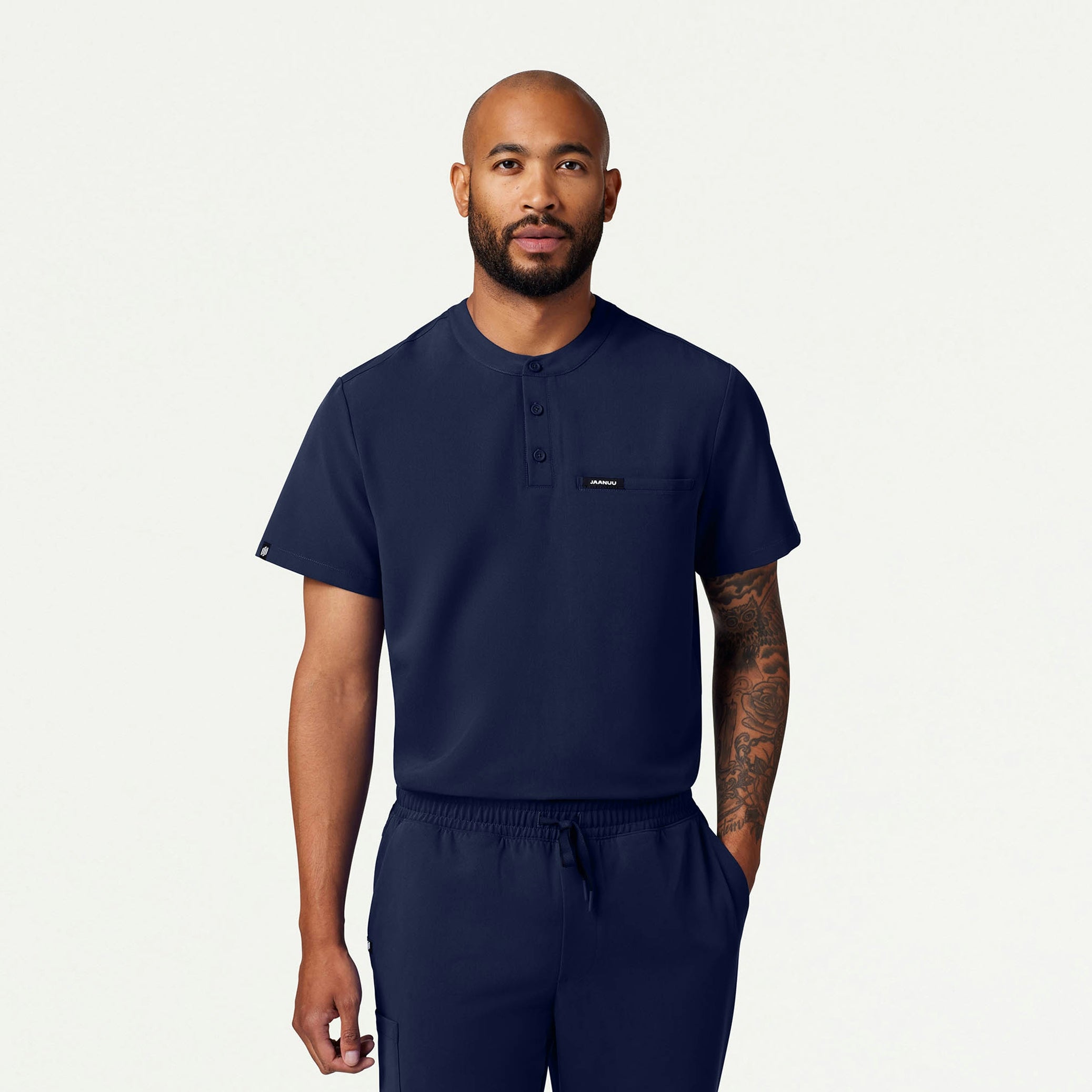 Reeve Henley Scrub Top - Midnight Navy
