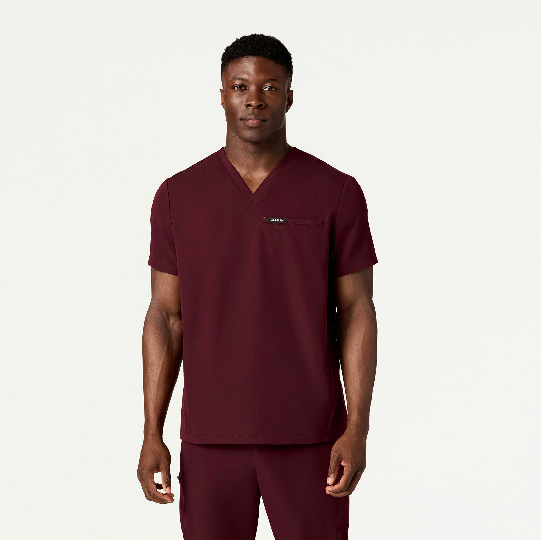 Platt 3-Pocket Scrub Top - Burgundy