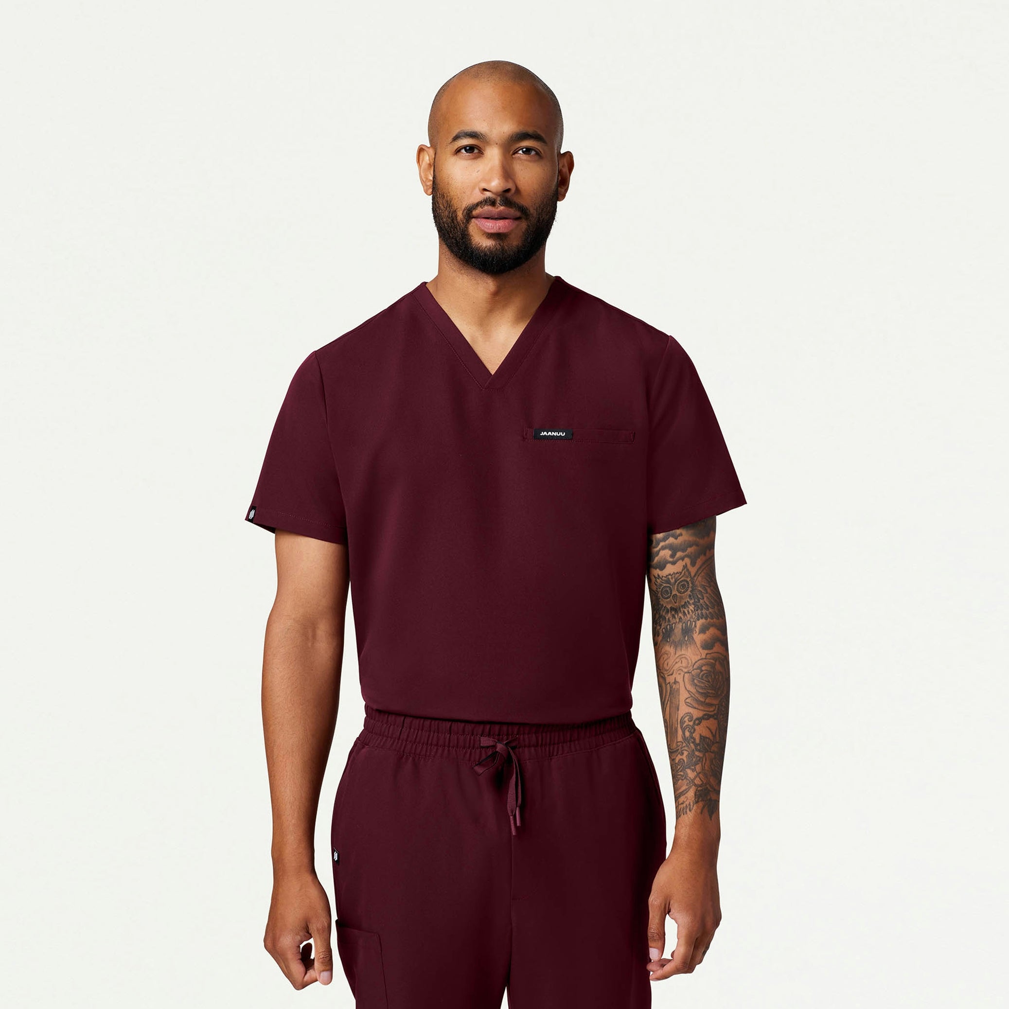 Romin 1-Pocket Scrub Top - Burgundy