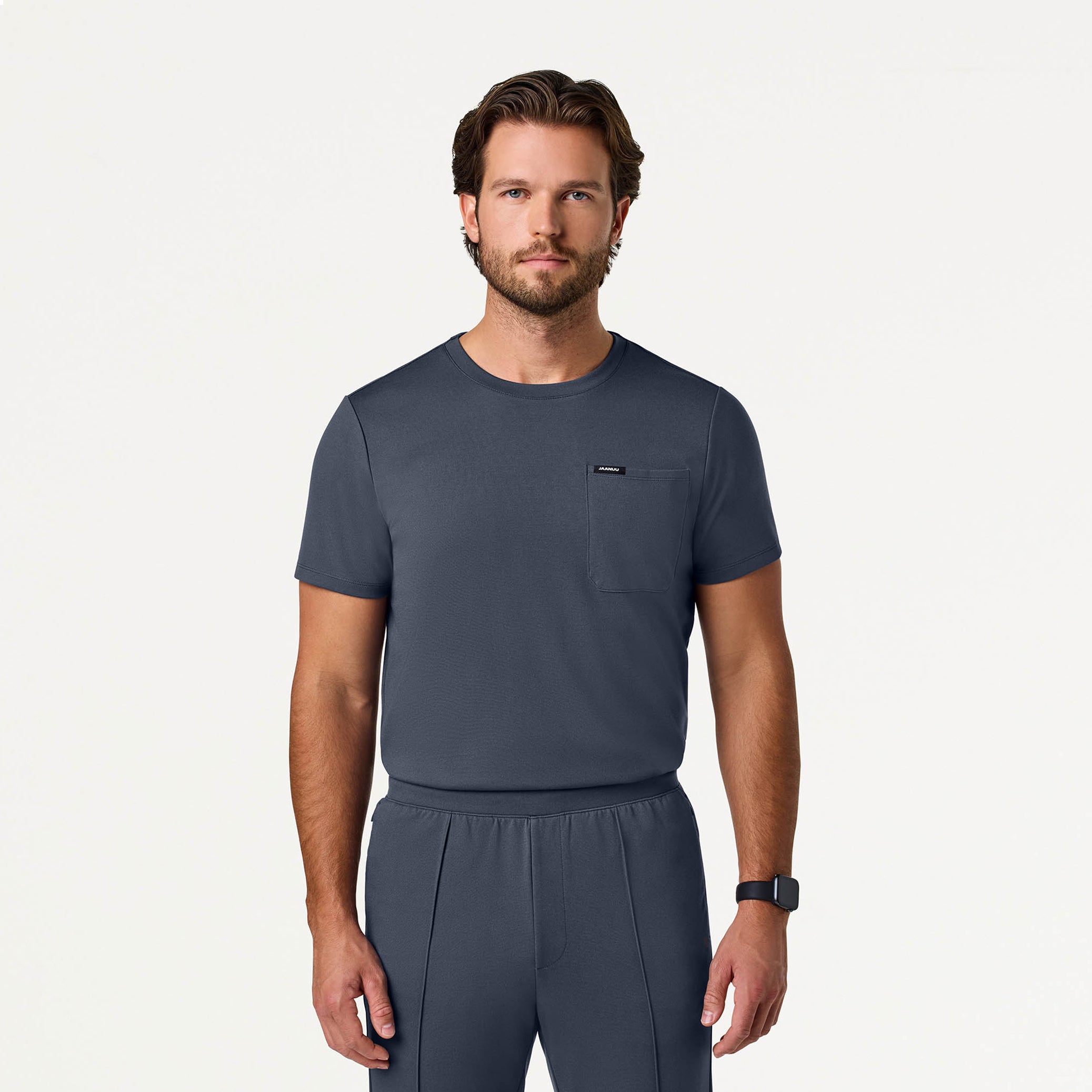 Finn Crewneck UltraSOFT Scrub Top - Carbon Gray