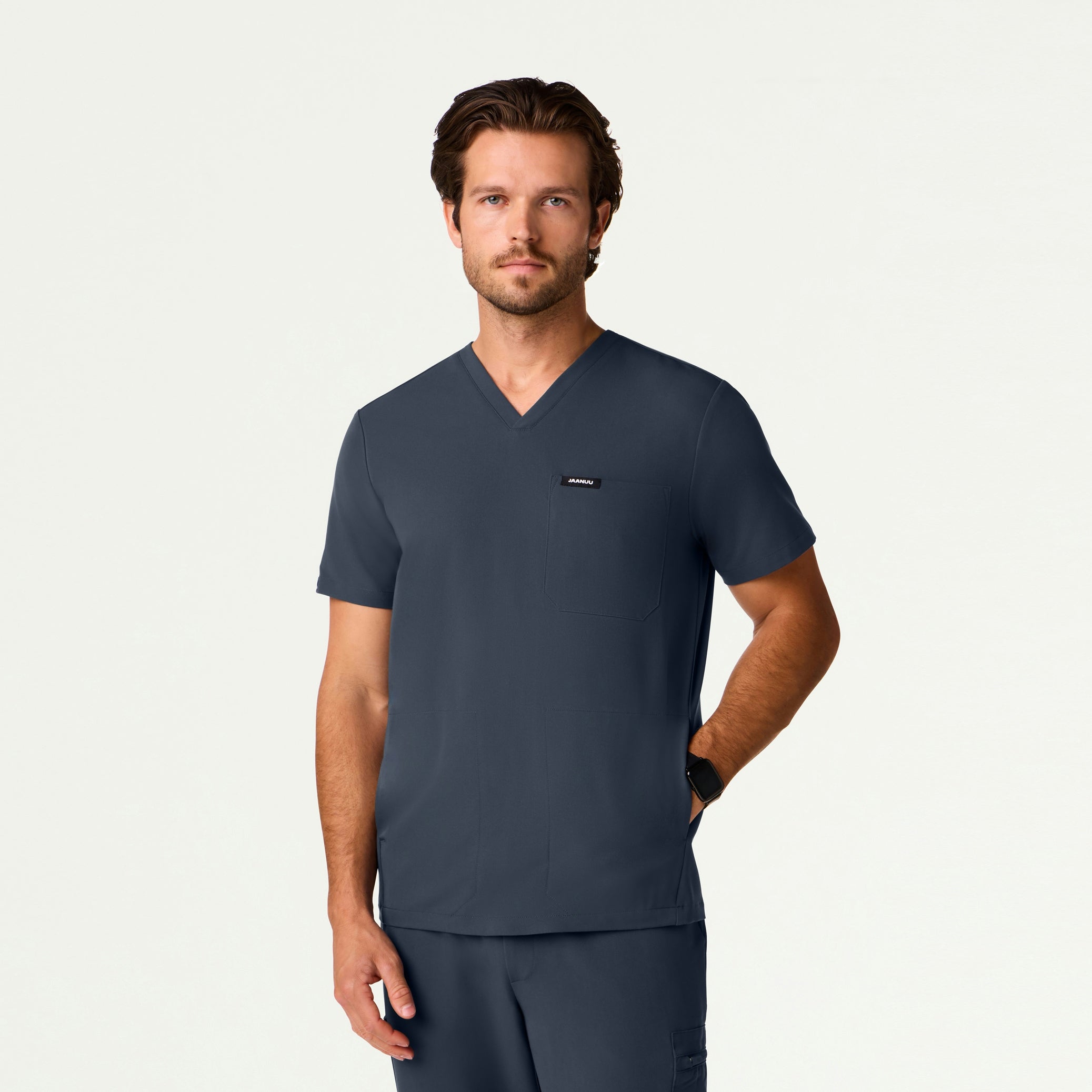 Bron 3-Pocket Scrub Top - Carbon Gray
